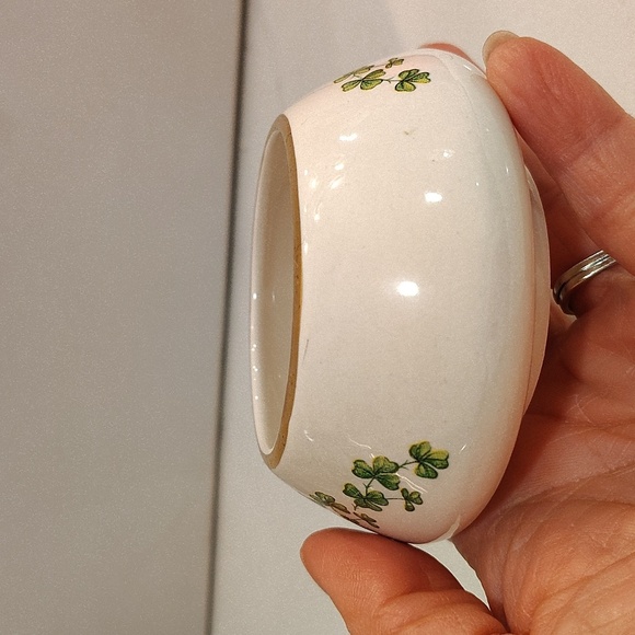 Carrigcraft County Cork Ireland creamer sugar clover print white green gold rim - Picture 9 of 13